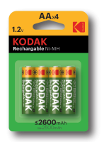Аккумуляторы NiMH (никель-металлгидридные) Kodak HR6-4BL 2600mAh [KAAHR-4] (80/640/15360)
