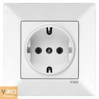 90970008 Розетка 1-я с/з белая VIKO MERIDIAN