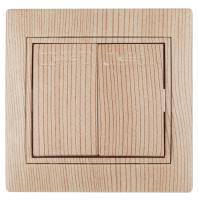 1-104-11 Intro Выключатель двойной, 10А-250В, IP20, СУ, Plano, сосна (10/200/2000)