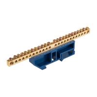 Шина "N" нулевая 8х12мм 24/1 (24 группы/крепеж по центру) с изолятором на DIN-рейку (20 шт/уп) Промрукав