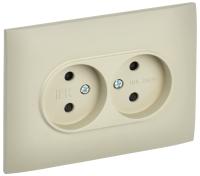 SKANDY Розетка 2-местная без заземления с защитными шторками 10А в сборе SK-R09B бежевый IEK