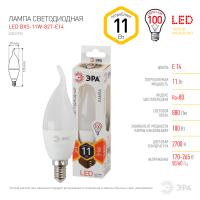 Лампочка светодиодная ЭРА STD LED BXS-11W-827-E14 E14 / Е14 11Вт свеча на ветру теплый белый свет