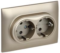 SKANDY Розетка 2-местная с заземлением с защитными шторками 16А в сборе SK-R07Sh шампань IEK