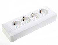 BLANCA О/У РОЗЕТКА 4-мест. с зазем. со шт.МОНТ.ПЛ.16А 250В, БЕЛЫЙ,опт.уп.Россия
