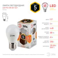 Лампочка светодиодная ЭРА STD LED P45-5W-827-E27 E27 / Е27 5Вт шар теплый белый свeт