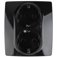 12-2104-06 ЭРА Розетка 2X2P+E Schuko со шторками, 16A-250В, IP20, Эра12, чёрный (6/60/1680)