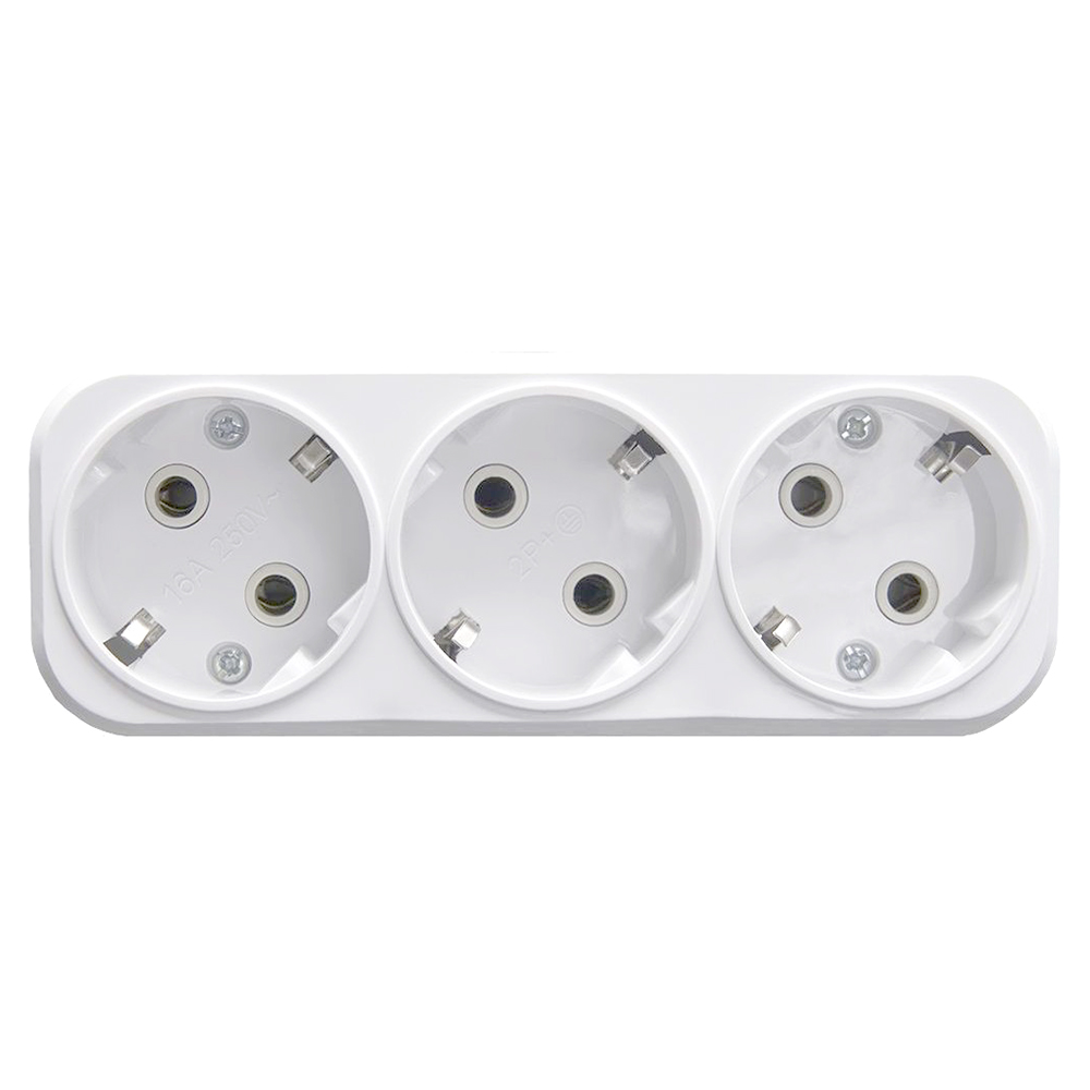Разветвитель сетевой 3-местный с/з STEKKER ADP16-23-20, 250V, 16A, ABS пластик, белый STEKKER ADP16-23-20
