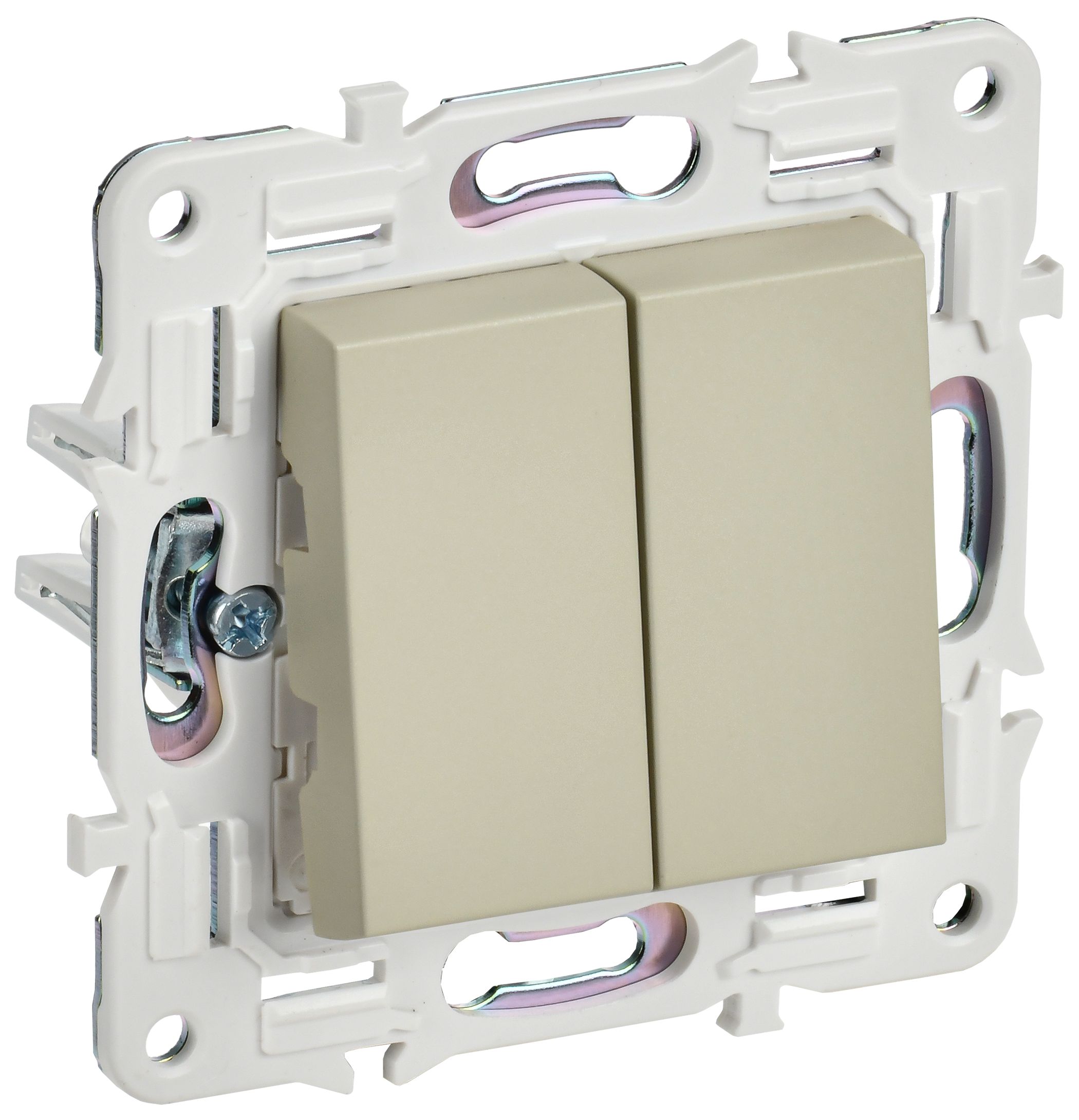 SKANDY Выключатель 2-клавишный перекрестный 10А SK-V06B бежевый IEK