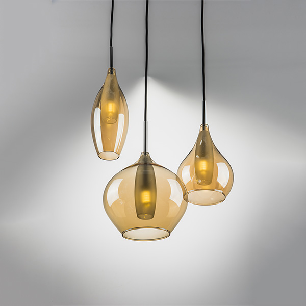 803053 Подвес PENTOLA 3х25W G9 ХРОМ/ЯНТАРЬ