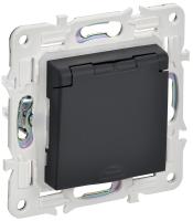 SKANDY Розетка 1-местная с заземлением с защитными шторками и крышкой 16А IP44 SK-R11G графит IEK