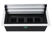 Настольный встраиваемый розеточный блок с откидной крышкой 8 мод. (4 мод. 45х45), алюминий