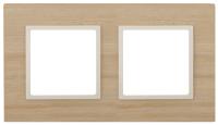 14-5302-11 ЭРА Рамка на 2 поста, дерево, Эра Elegance, клён+сл.кость (5/50/1200)
