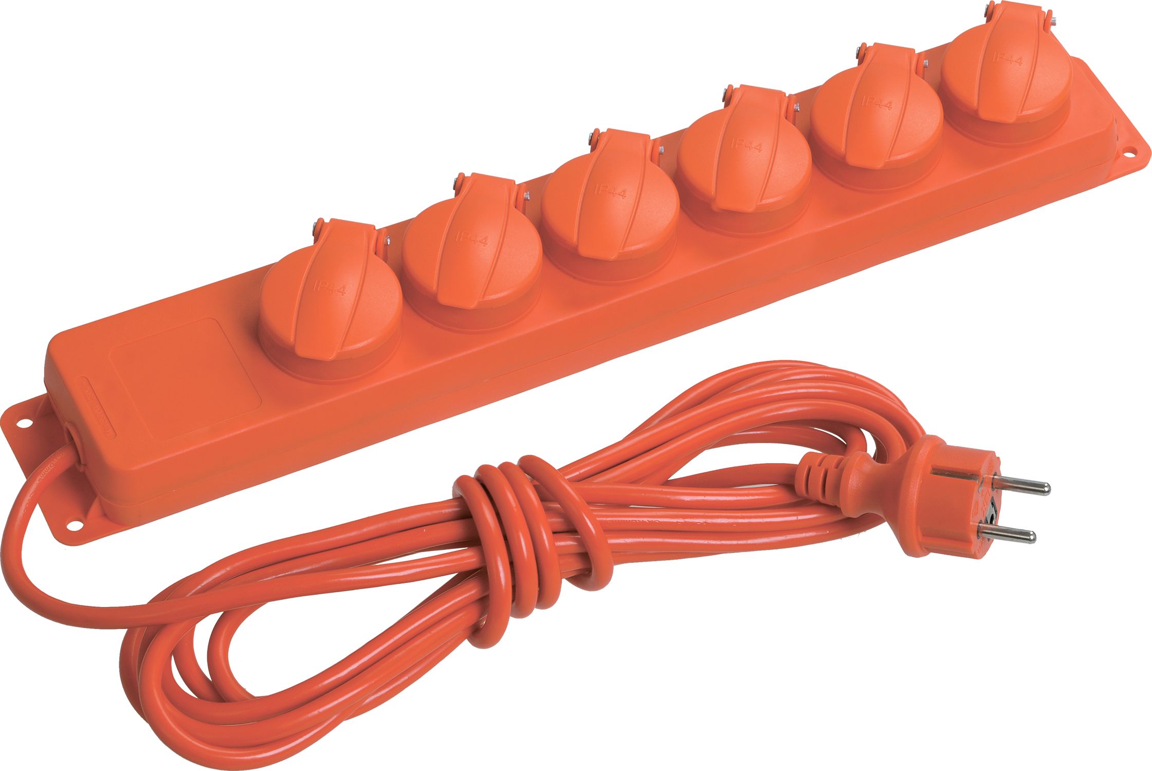 Удлинитель У06В 6 мест с защитными крышками IP44 2P+PE/5м 3х1мм2 16А/250В IEK