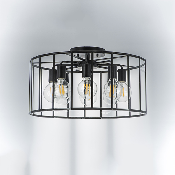 798287 Люстра GENNI 8х40W E27 ЧЕРНЫЙ МАТОВЫЙ/ПРОЗРАЧНЫЙ