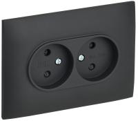 SKANDY Розетка 2-местная без заземления с защитными шторками 10А в сборе SK-R09G графит IEK