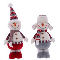 752028 Игрушка набивная Снеговик  с колпаком L21 W8 H55 см / без колпака L21 W8 H38 см  2в.
