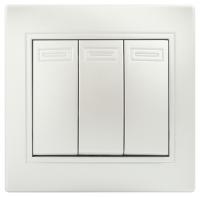 Выключатель Intro Plano 1-106-06 тройной, 10А-250В, IP20, СУ, перламутр