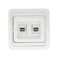 Лондон Розетка телефонная 2х бел. EKF