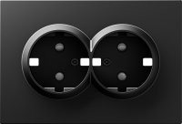 Накладка для розетки 2-й с заземлением, со шторками 16A 250 В~, матовый карбон, серия A07