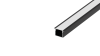 Встраиваемый алюминиевый профиль, 30х20,5х2000мм. В комплекте матовый экран, 4 торцевые заглушки, 4 крепежа, черный RAL9005