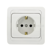 Лондон Розетка 1-местная с заземлением 16А керамика белая EKF PROxima
