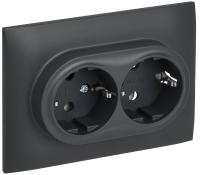 SKANDY Розетка 2-местная с заземлением без защитных шторок 16А в сборе SK-R08T титан IEK