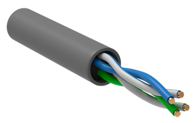 ITK Витая пара U/UTP кат. 5E 2х2х0 52 solid PVC серый (305м) РФ