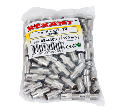 Переходник гнездо F – штекер TV REXANT 