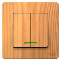 BLANCA С/У 2-клавишный ВЫКЛЮЧАТЕЛЬ (сх.5) с подсв., 10А, 250В, ЯСЕНЬ