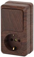 2-705-10 Intro Блок розетка+выкл. верт. 10(16)А-250В, IP20, ОУ, Quadro, венге (6/120/1440)