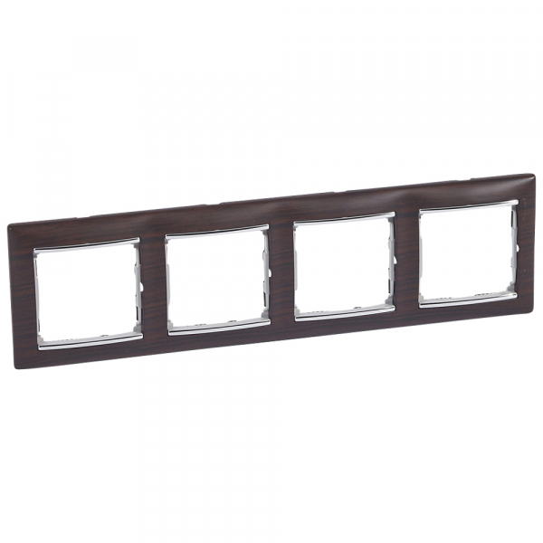 Legrand Valena Темное дерево/Серебро Рамка 4-ая горизонт.