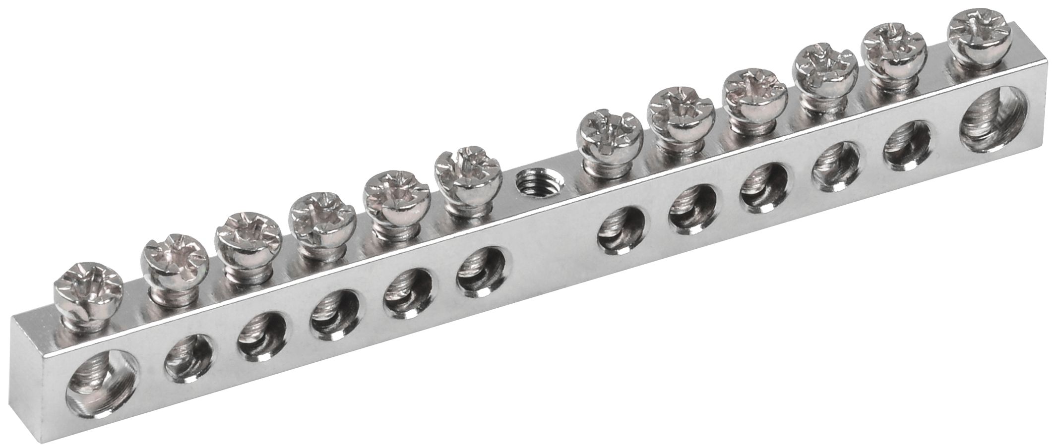 Шина PEN "земля-ноль" 6х9мм 12/1 с никелевым покрытием (12групп/крепеж по центру) IEK