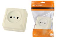 Розетка 2П открытой установки IP20 10А 250В (керамика) сл. кость "Ладога" TDM