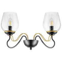 734627 Бра BOLLA 2х40W E14 ЧЕРНЫЙ/ЗОЛОТО/ПРОЗРАЧНЫЙ