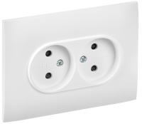 SKANDY Розетка 2-местная без заземления с защитными шторками 10А в сборе SK-R09W арктический белый IEK