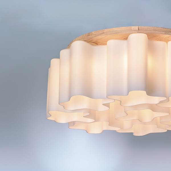 802095 Люстра NUBI LEGNO 9х40W E27 СВЕТЛОЕ ДЕРЕВО/БЕЛЫЙ