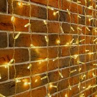 Гирлянда светодиодная Занавес 2х9м 1200 LED ТЕПЛЫЙ БЕЛЫЙ прозрачный ПВХ IP65 эффект мерцания 230В соединяется NEON-NIGHT нужен шнур 303-500-1