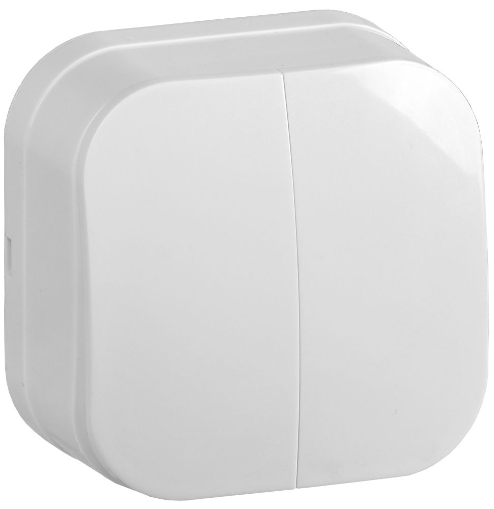 Выключатель 2-клавишный для открытой установки ВС20-2-0-ХБ 10А GLORY белый IEK