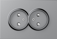 Накладка для розетки 2-й без заземления, со шторками 16A 250 В~, матовый серый, серия A07