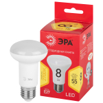 LED R63-8W-827-E27 R  Лампа светодиодная ЭРА RED LINE LED R63-8W-827-E27 R 8Вт рефлектор теплый белый свет E27