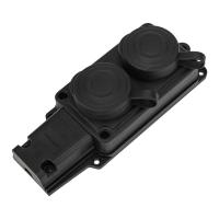 Колодка каучуковая 2 гнезда с крышкой черная, с/з, 16А, IP44, PROconnect