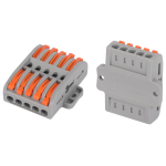 NO-225-456  Клемма ЭРА NO-225-456 проходная с монтажной площадкой 222-2415Р с рычагами 5 полюсов 0.08-2.5/4 мм2 упаковка 1 шт