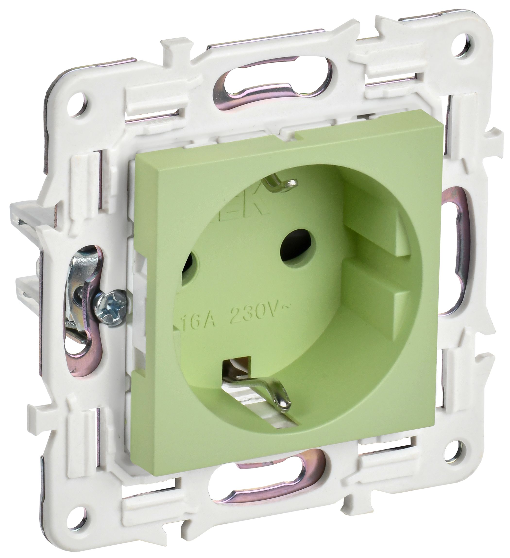 SKANDY Розетка с заземлением с защитными шторками 16А безвинтовое крепление SK-R06G мятный IEK