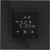 Термостат с датчиком пола и воздуха, 16A, 45*45 мм, черное стекло