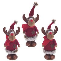 741870 Игрушка набивная Олень в красном пальто  с колпаком L9 W8 H20 см   без колпака L9 W8 H13 см