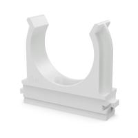 Крепёж-клипса для труб Полистирол белая d40 мм (15шт/300шт уп/кор) Промрукав