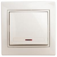 1-102-02 Intro Выключатель с подсветкой, 10А-250В, IP20, СУ, Plano, сл.кость (10/200/2400)