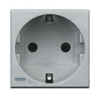 BT Axolute Алюминий Розетка с/з с защитными шторками  безвинт зажим  возможность индикации 2 мод