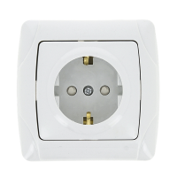 Мадрид Розетка 1-мест. 16А с заземлением с защ. штор. белая EKF