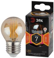 Лампочка светодиодная ЭРА F-LED P45-7W-827-E27 gold E27 / Е27 7Вт филамент шар золотистый теплый белый свет